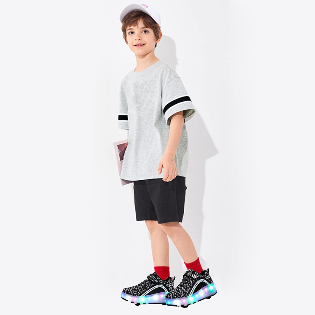 Nsasy Roller Shoes Girls Boys Wheels Sneakers Led Light up Sport Shoes Roller Skates Best Gift