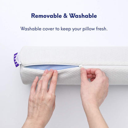 C CUSHION LAB Roll Pillow for Neck Relief - Extra Dense Memory Foam Round Cylinder Bolster for Cervical Support, Spondylosis, Neck Pain Relief, & Spine Lumbar Traction - Washable Cover & Travel Bag