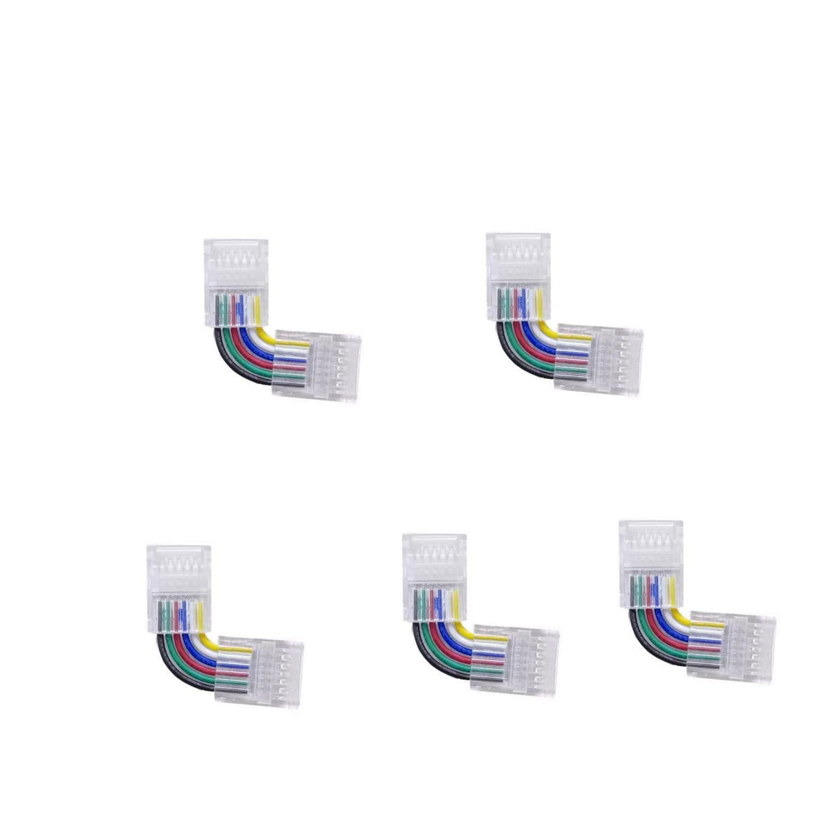ENQIMAOYI 5PCS 6 Pins L Shape Solderless Connector LED Strip Light, RGBWW 12MM Right Angle Corner Solderless Connection for SMD 5050 RGBCCT LED Strip