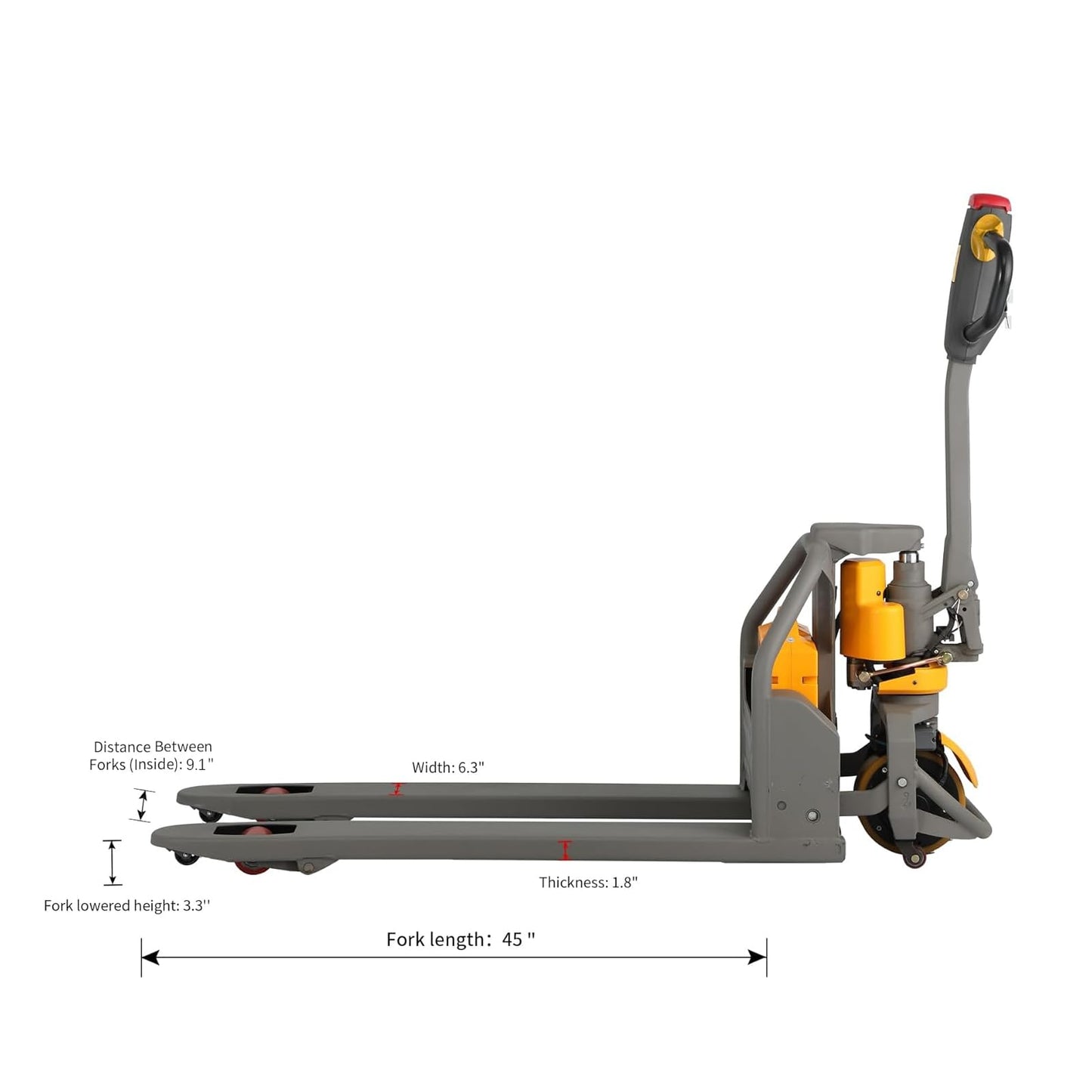 APOLLOLIFT Full Electric Lithium Pallet Jack 3300Lbs Capacity 45"x21" Forks, Multi-Function Handle