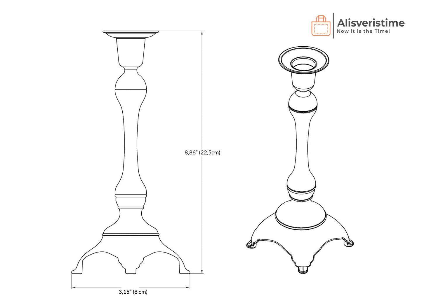 Alisveristime 2-Piece Candle Holder Set - Medium Size Decorative Zamac Candlesticks for Elegant Home Decor (Gold & Silver) (Silver)