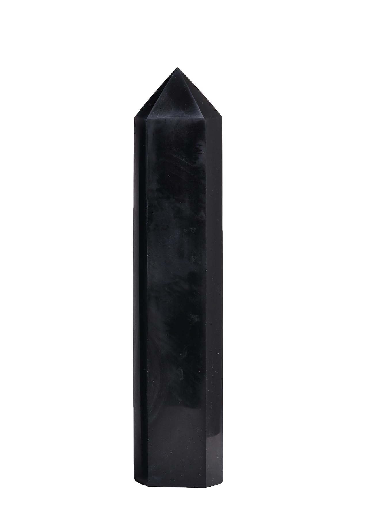 AMOYSTONE Obsidian Crystal Tower 4-4.5 Lbs Protective Stone Wand Natural Hexagonal Obelisk Column Centerpiece for Bookshelf Entryway Hallway Stand Focal Point Tabletop
