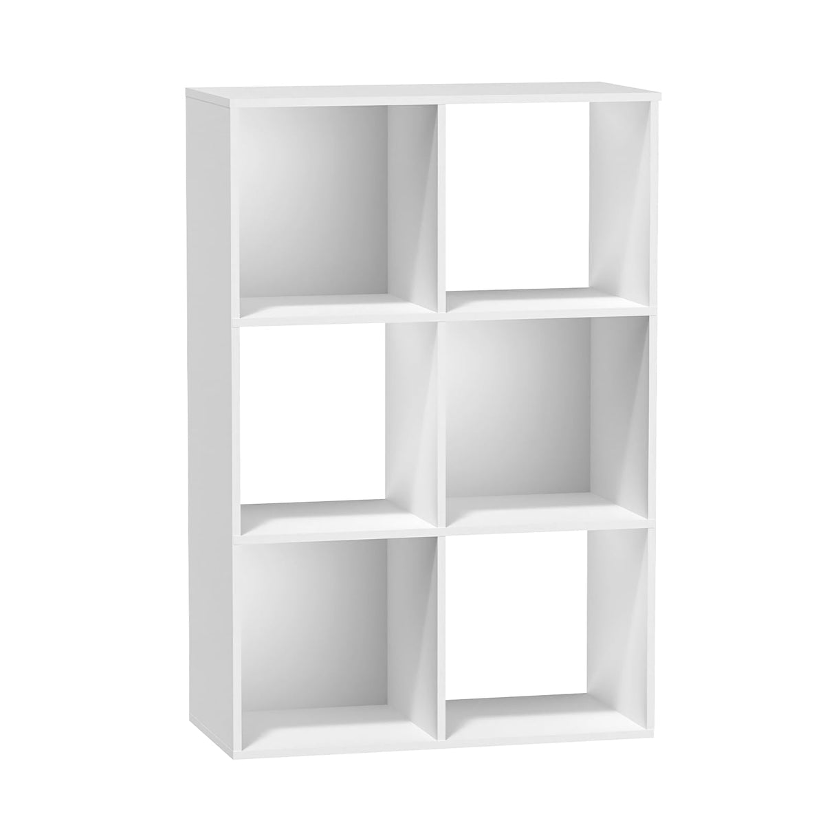 Nestwise 6 Cube Storage Organizer, Open Bookshelf Storage Cubes Shelf with Back Panel, Wooden Display Shelf Bookcase Standing Shelves for Living Room, Bedroom, Home Office (White, 6-Cube)