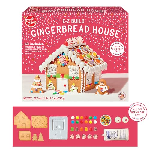 NABISCO Create-A-Treat E-Z Build Gingerbread House Decorating Kit, Holiday Gift, 27.3 oz + Bonus OREO Mini Cookie Snack Pack