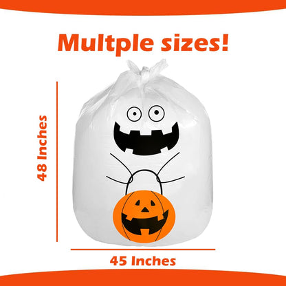 Set Of 4 Halloween Decorative Giant Lawn Bags With Twist Ties (Pumpkin & Ghost)