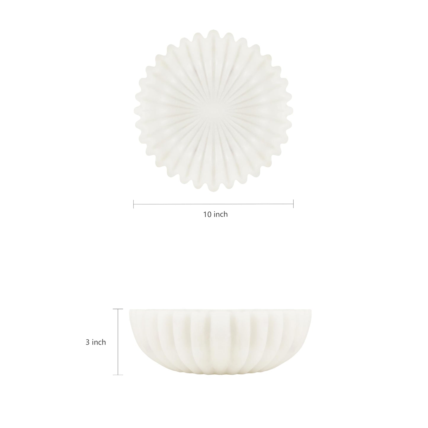 iAmoy White Decorative Bowl, Marble Style Catchall Bowl for Entryway Console Coffee Table Shelf, 10” Scalloped Fluted Decorative Centerpiece Living Room Decor Dresser Organization