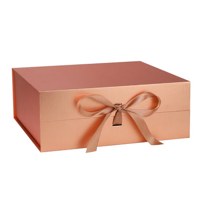 OEMVALATY Rose Gold Gift Box,16x16x6 Inches Gift Boxes with Lids for Presents with Magnetic Closure and Ribbon for Wedding,Storage,Birthday