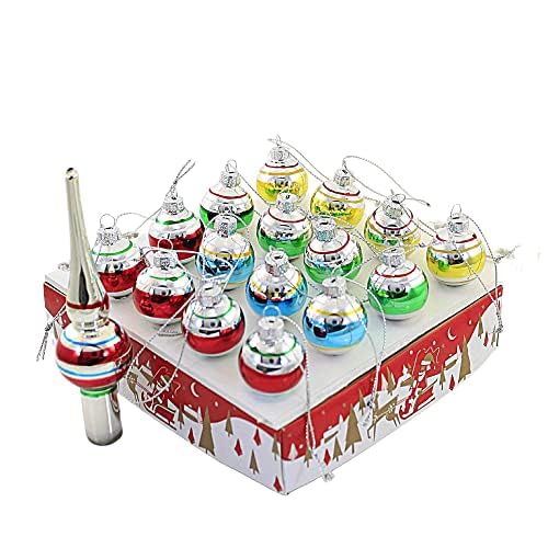 Kurt Adler Miniature Ornaments and Treetop, Set of 16