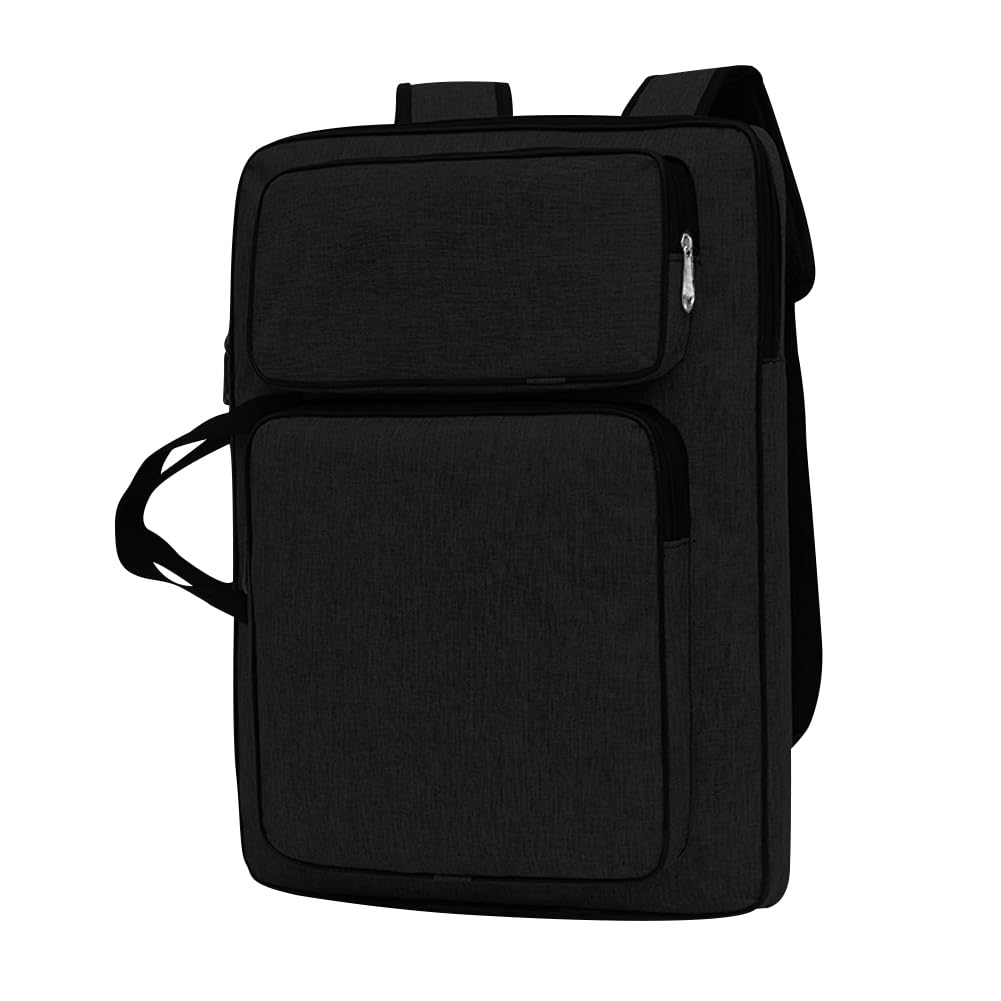 Art Portfolio Case A3 Artist Drawing Board Bag Waterproof Art Carrying Bag Portable Sketch Pad Storage Bag Artist Folder Case Tote Bag Shoulder Bag for Palette Paints Brushes Pencils (Black-1)