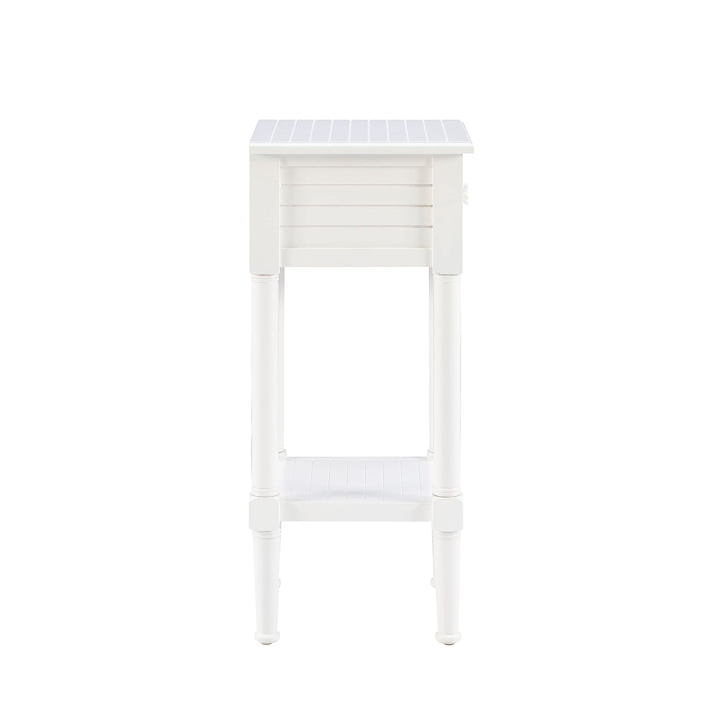 Linon Raleigh White Small Accent Table with Starfish Knobs