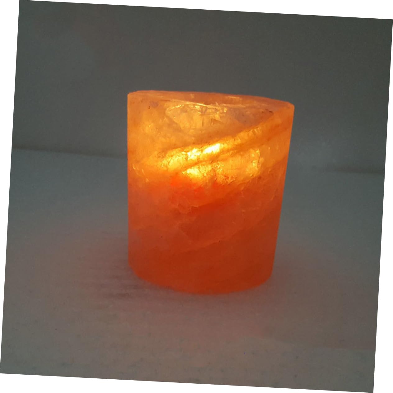 VOSAREA 2pcs Himalayan Salt Candle Holder Decorative Desktop Ornament for Living Room Unique Pattern Design for Dining Table Office Decor Cozy Home Accent
