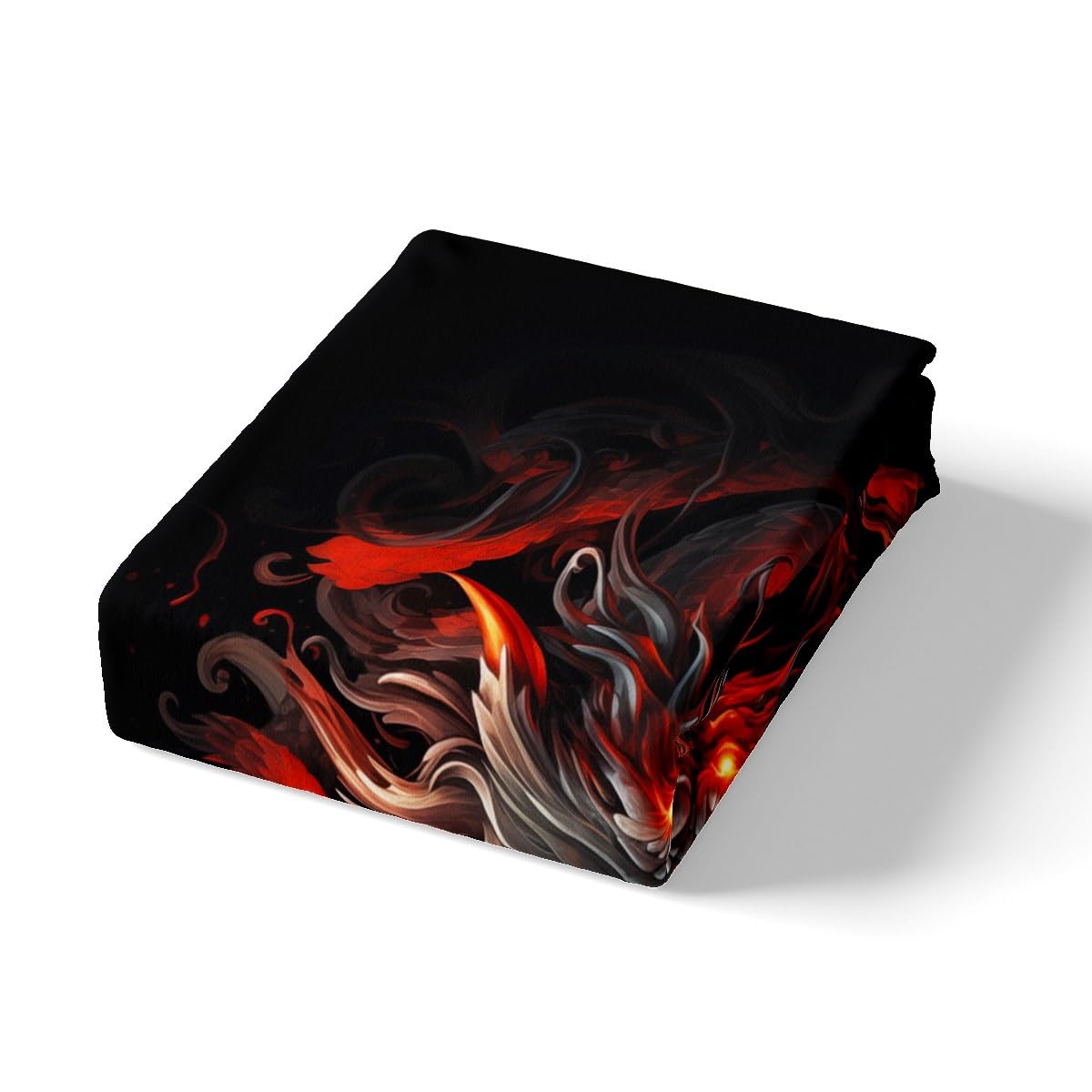 Red Black Dragon Fitted Sheet Queen Size,Glowing Flame Dragon Bedding Set 3Pcs for Kids Boys Men Adult Bedroom Decor,Wild Animals Bed Sheet Cool Magical Style Deep Pocket Sheet,2 Pillowcases
