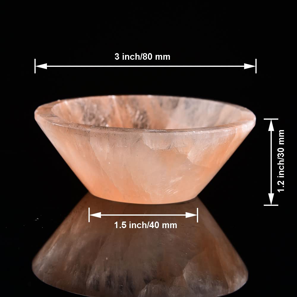 JIC Gem Selenite Charging Bowl Healing Crystals Holder Orange Selenite Tray Small Home Office Decor 3 Inch