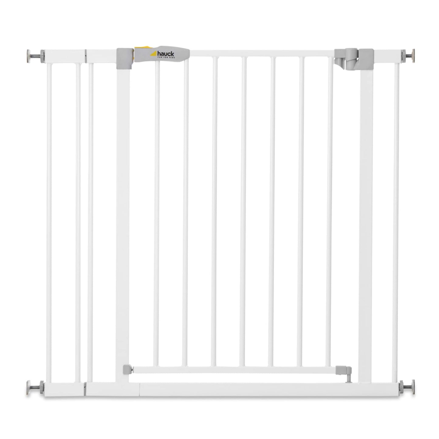 hauck Safety Gate for Doors and Stairs Open N Stop KD incl. 9 cm Extension / Pressure Fit / 84 - 89 cm Large / Metal / White