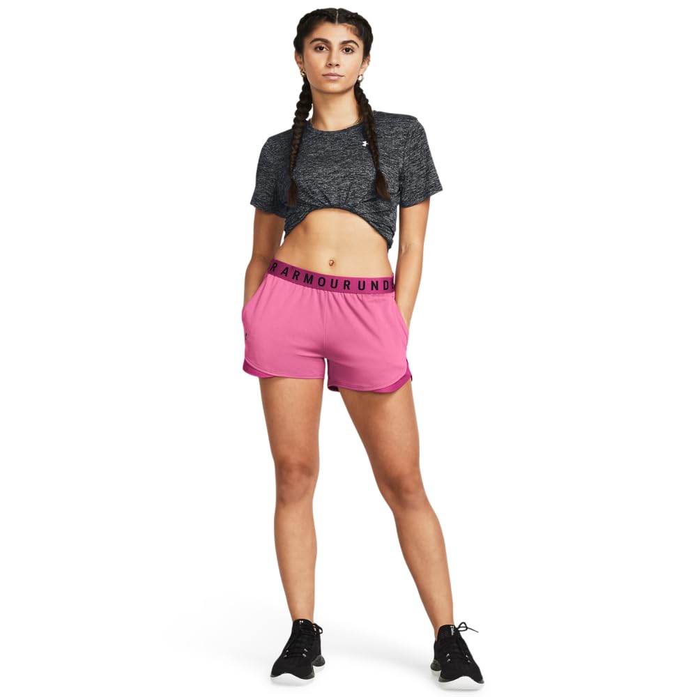 Under Armour Women's Play Up Twist 3.0 Shorts, (686) Astro Pink/Astro Pink/Black, Large