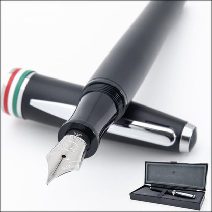 Monteverde USA Aldo Domani Italia Fountain Pen Matte Black – Fine Nib – Free Ink Bottle, Converter & Cartridges – German JoWo Nib – Gift-Boxed Luxury Pen