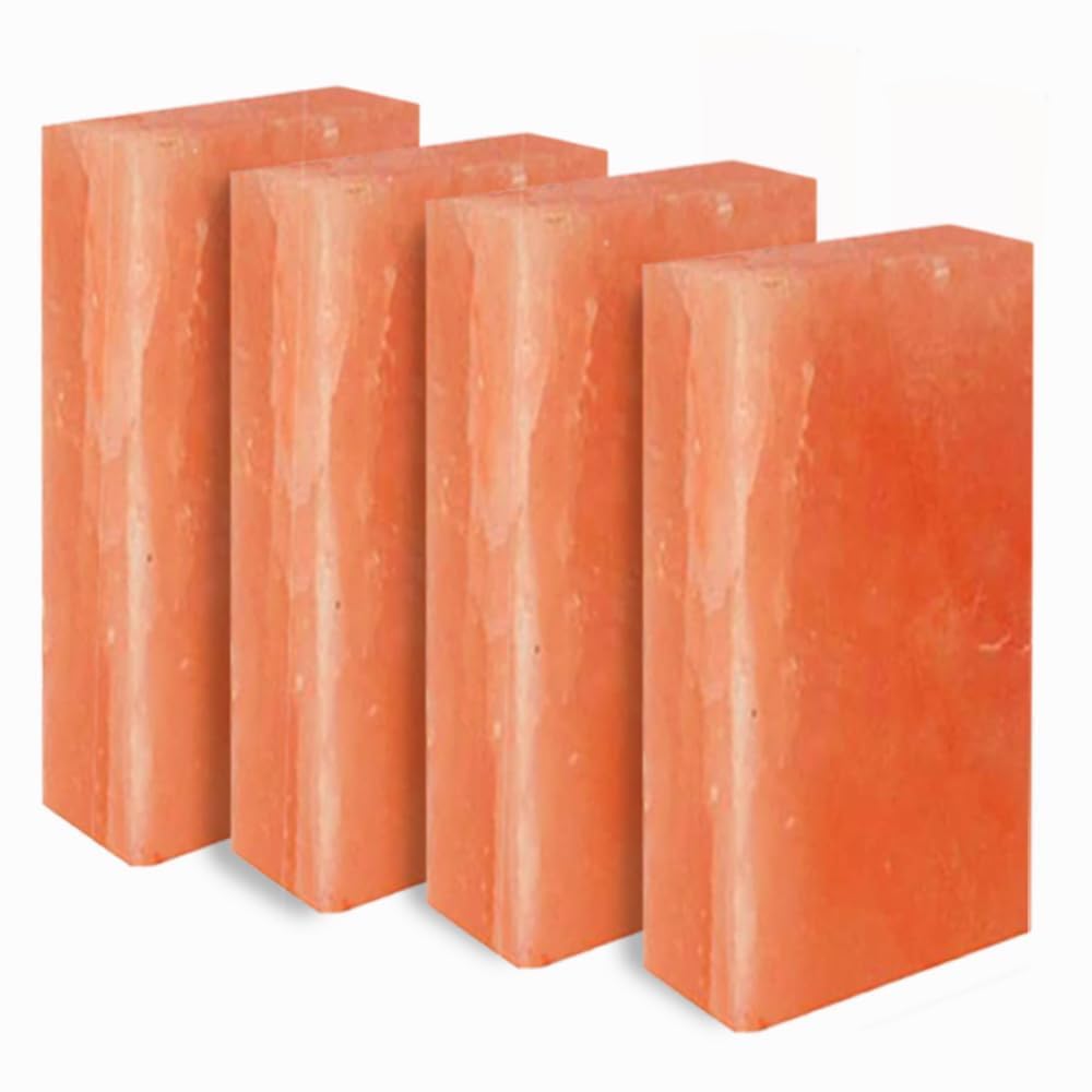 ZK Himalayan Salt Tiles 8x4x1 for Spa, Sauna- Pack of 4 Salt Bricks for Building Salt Wall, Natural Himalayan Pink Salt Block and Home Décor and Dye Project