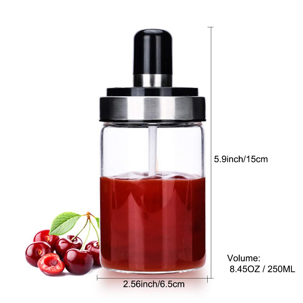 TENTA KITCHEN 3 High Borosilicate Glass Spice Jars Seasonning Box Jar Condiment Jar, Combination Spoon and Lid Design, Premium Commercial Grade, Empty Jars 8.45 oz, Airtight Cap.