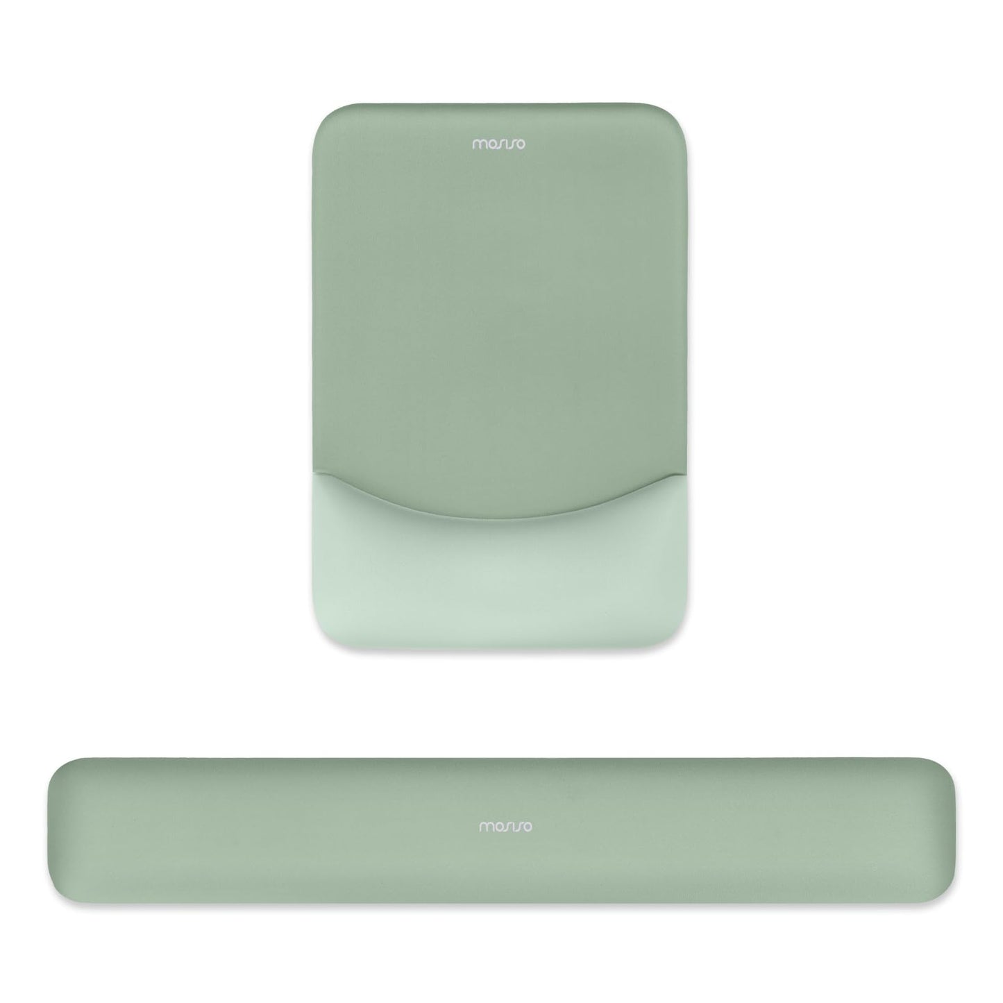 MOSISO Wrist Rest Support for Mouse Pad&Keyboard Set, Rectangular Ergonomic Mousepad Non-Slip Base Home/Office Pain Relief&Easy Typing Pad with Neoprene Cloth&Raised Curved Memory Foam, Green