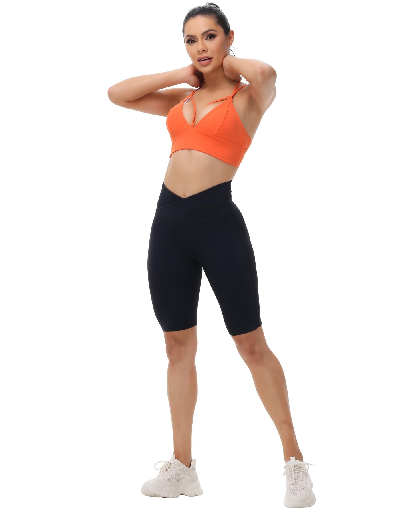 MotoRun Strappy Sports Bra Sexy Bralettes for Women Push Up Bralette Rave Top Orange S