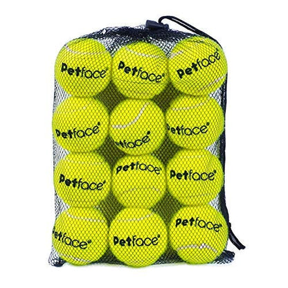 Petface Super Tennis Balls For Dogs, Throw and Fetch, Outdoor Exercise (Pack of 12)