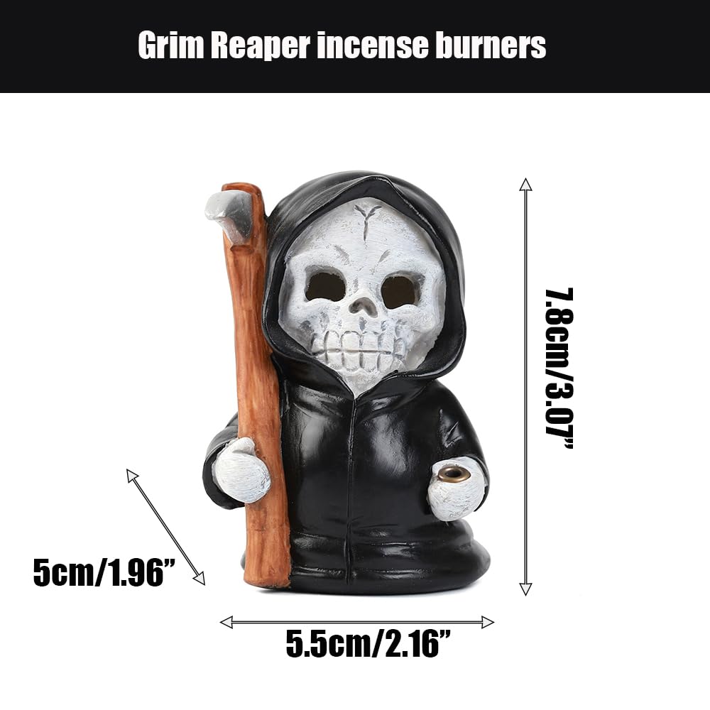 Grim Reaper Incense Holder for Sticks, Halloween Incense Cone Burner Ornaments, Cute Incense Holder, Resin Incense Stick Burner, Ideal for use in Meditation, Incense Smokers and Decoration