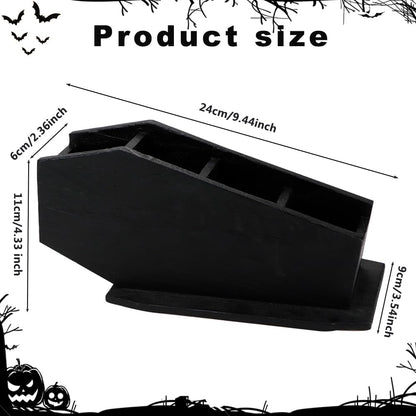 Gosuoa Coffin Utensil Holder Goth Christmas Decor, Black Wooden Goth Kitchen Home Decor, Spooky Gothic Gifts for Women