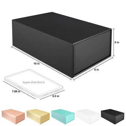 Gift Boxes Black with Magnetic Closure Lid 10" X 6" X 3" Gift Boxes for Presents,Luxury for Gift Packaging, Bridesmaid Gifts Box,Birthday Gift Box,Christmas Gift Box(5PCS)