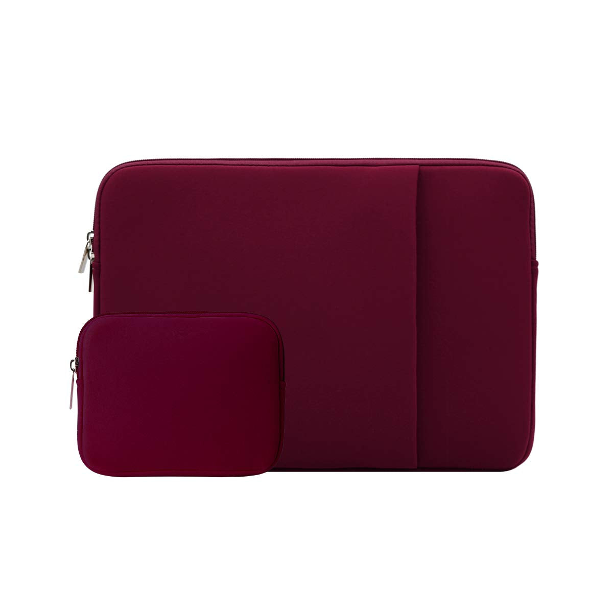 RAINYEAR 14 Inch Laptop Sleeve Compatible with 14" Notebook Computer Chromebook, 15" Macbook Pro M4 M3 M2 Protective Case with Front Pocket & Accessories Pouch(Red)