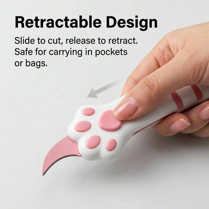 Cat Paw Box Cutter 2026 Retractable Cat Box Cutter with Cute Paw-Shaped Handle, Cat Box Paper Cutter Multifunctional Utility Knife for Effortlessly Opening Boxes, Cartons (PINK)