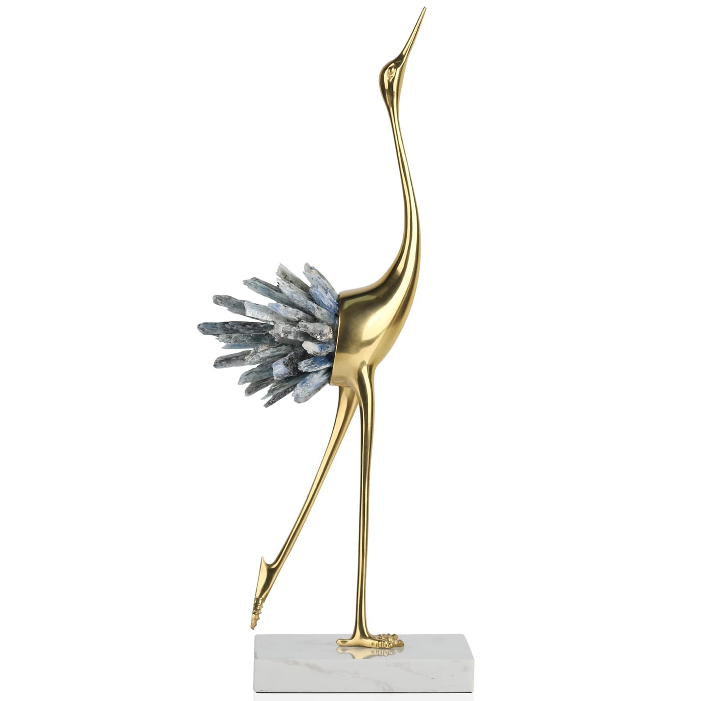 Suruim Gold Decor Accents, Brass Birds Statues - Modern Crystal Ornaments for Living Room, Bedroom, Office Desktop, Cabinets (Blue A)
