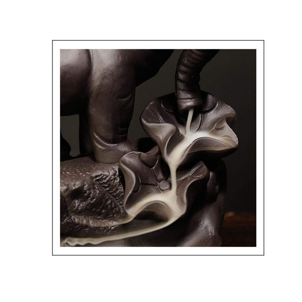 Backflow Incense Holder Burner Handmade Ceramic Incense Cones Sticks Holder Home Decor Waterfall Backflow Incense Burner Censer + 10 Backflow Incense Cones Gift (Elephant)