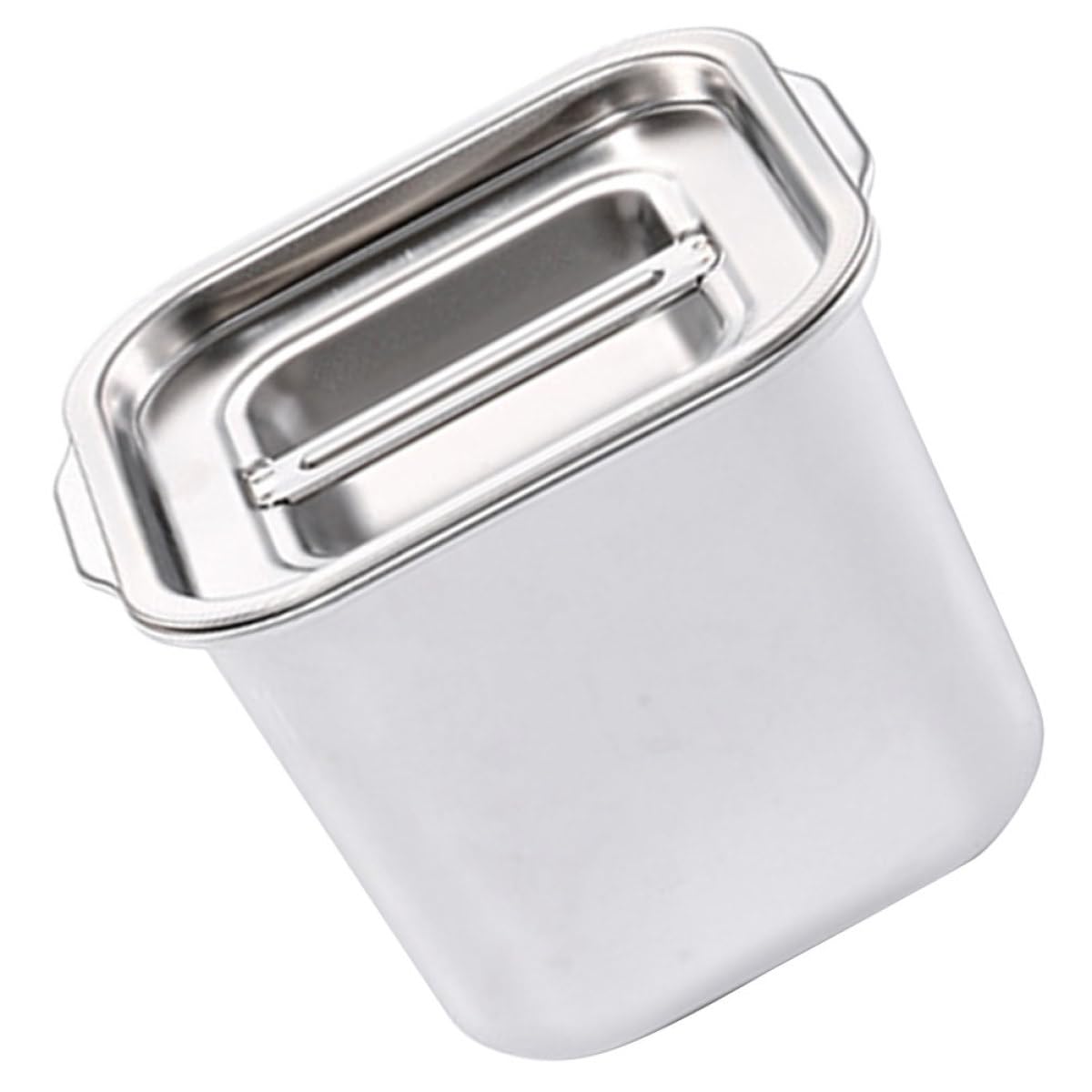 NUOBESTY Stainless Steel Condiment Pot with Lid Seasoning Jar for Kitchen Spice Container Silver Countertop Container for Sugar Salt and Sauce 4.72 X 4.72 X 3.93 in