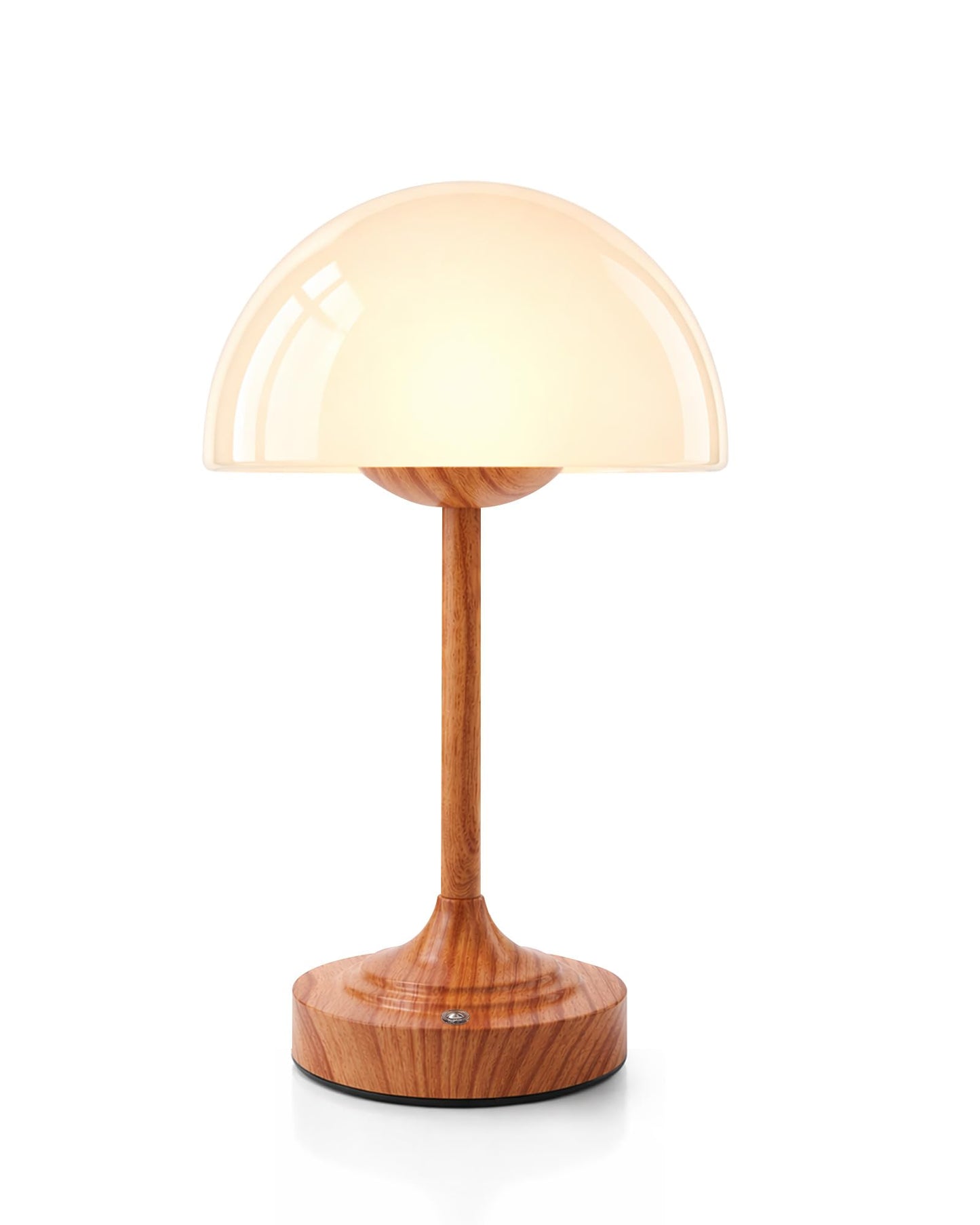 UMEXUS Cordless Mushroom Rechargeable Lamp with Waterproof for Shower, 11.8" H Small Portable Battery Operated Glass Table Lamp, Dimmable Touch Light for Bathroom Bedside Dining Table Kitchen Patio