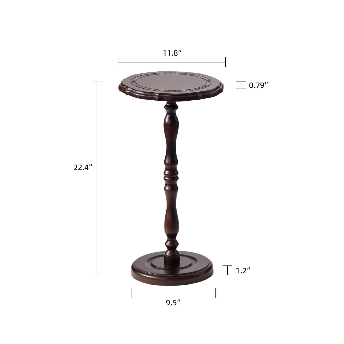 HuiDao 100% Solid Wood Round Side Table, Small Drink Table for Small Spaces, Modern End Table Accent Nightstand for Bedroom, Living Room, Corners and Office, Brown