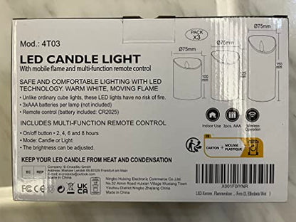 ILEEDear LED Candles - Flickering 4" 5" 6" Real Wax With Remote Control Timer - Flameless Christmas and Ramadan Decorations Pack of 3 (Ivory)