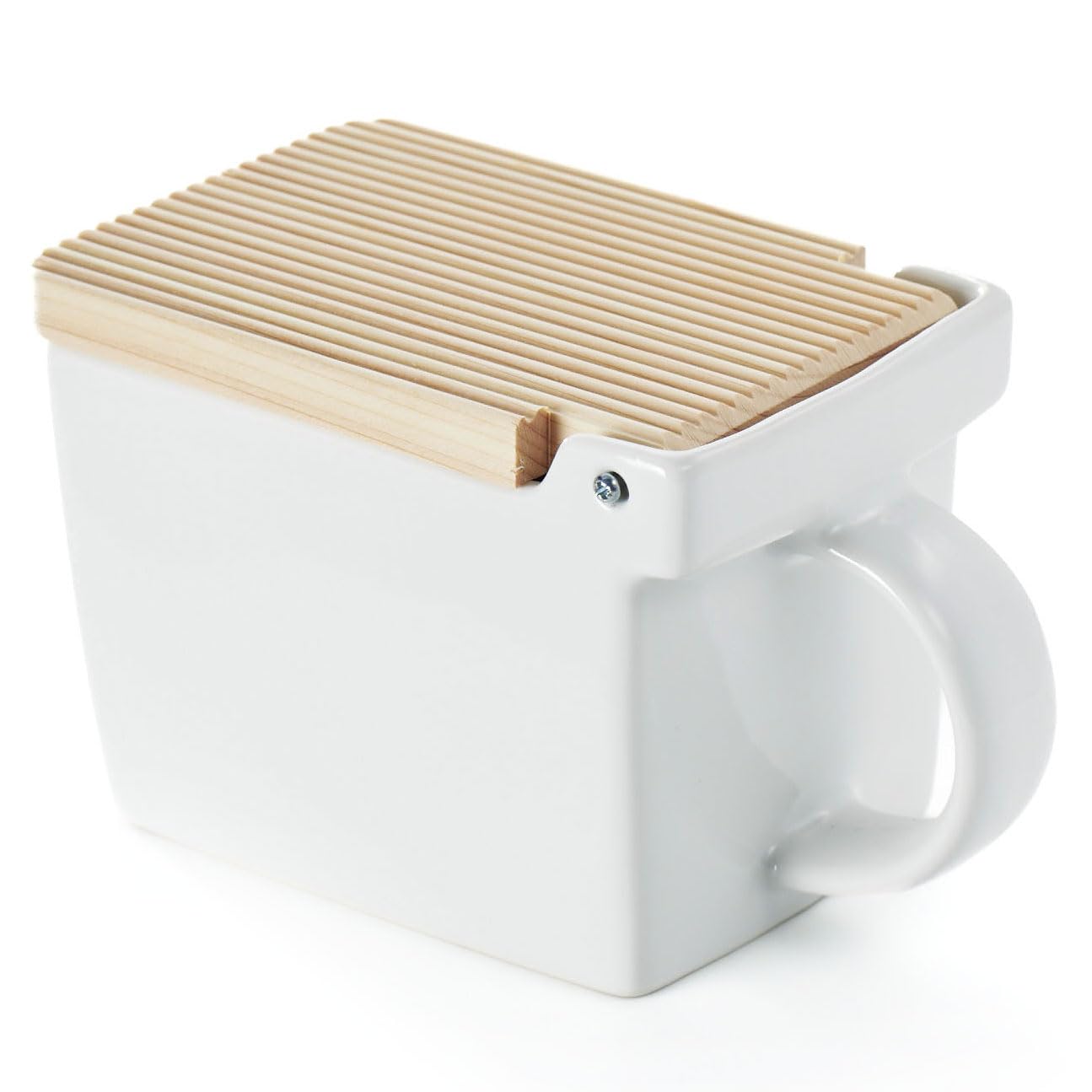 ZERO JAPAN Bee House Premium Salt Box with Hinoki Lid - Container for Sea Salt and Spices - Elegant Cellar for Kitchen Countertop - White, 16 oz