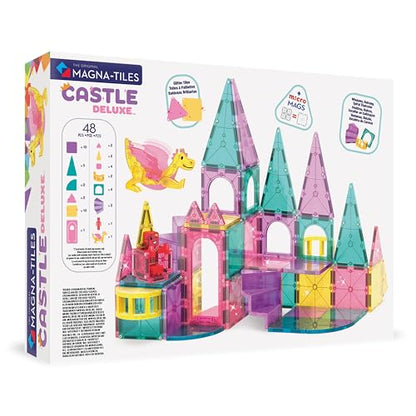 Magna-Tiles Castle DLX 48-Piece Magnetic Construction Set, The Original Magnetic Building Brand, 2.76 in x 17 in x 12 in
