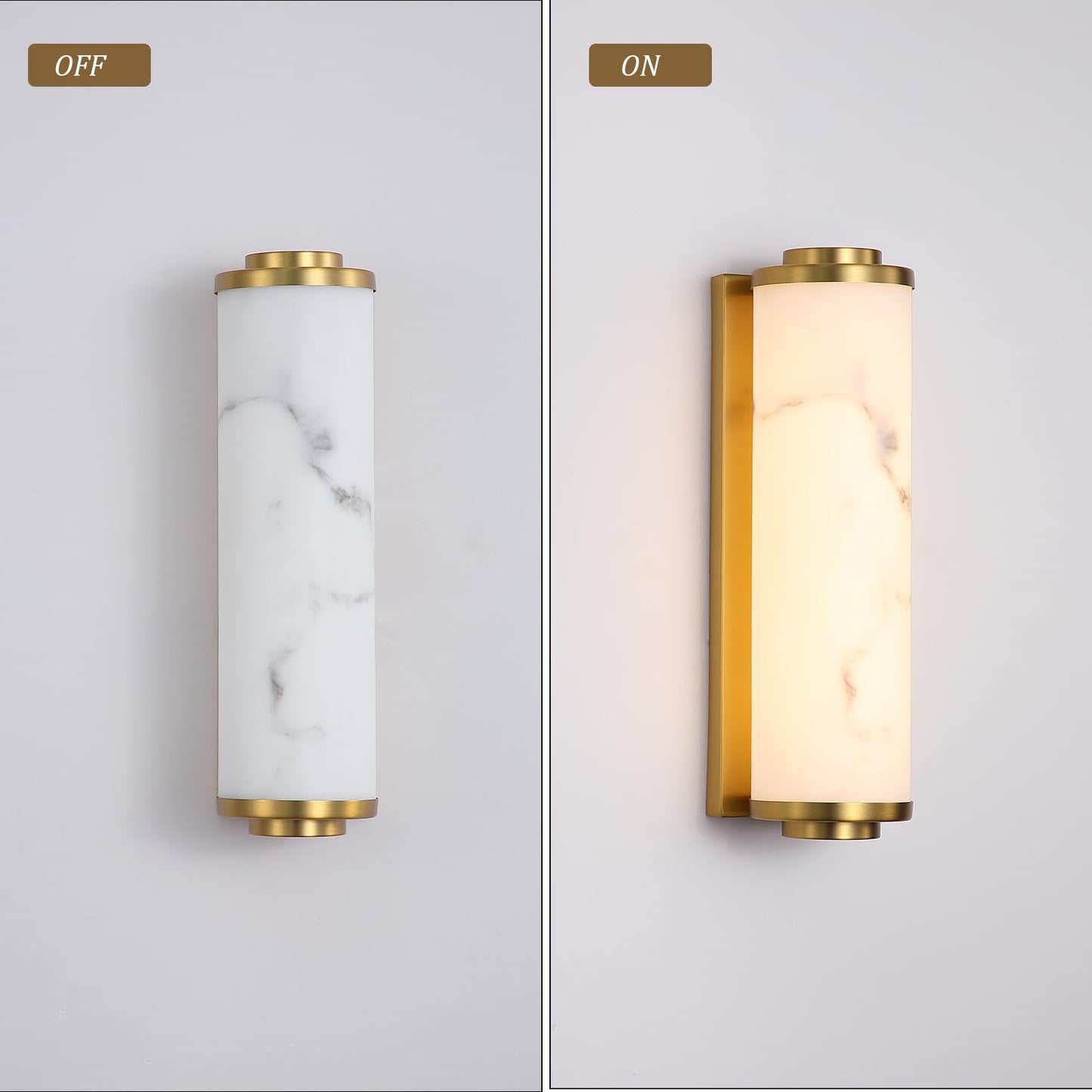 14" Gold Alabaster Wall Sconce, 3000k Warm Indoor/Outdoor Light Led wall Light, Art Deco Wall Lamp for Living Room, Bedroom, Bathroom, Hallway, and Stairs