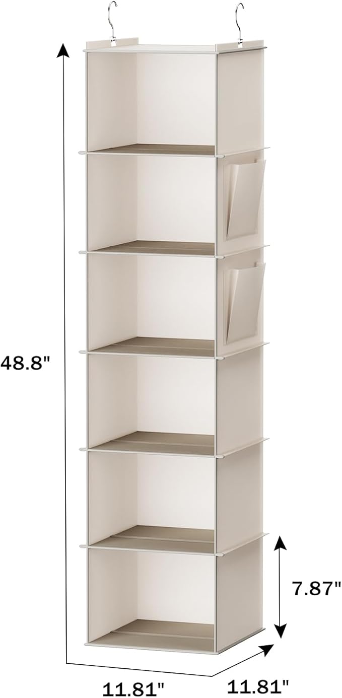 YOUDENOVA Hanging Closet Organizer, 6-Shelf Closet Hanging Storage