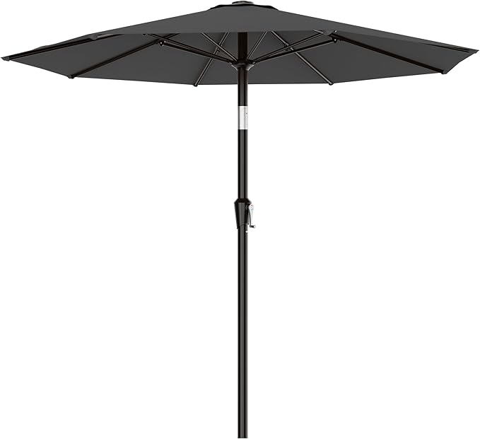 AreShark 9 FT Patio Umbrella for Outdoor, Outdoor Table Umbrella with Push Button Tilt and Crank, Outdoor Patio Umbrellas with 8 Sturdy Ribs for Market, Garden, Pool (Gray)