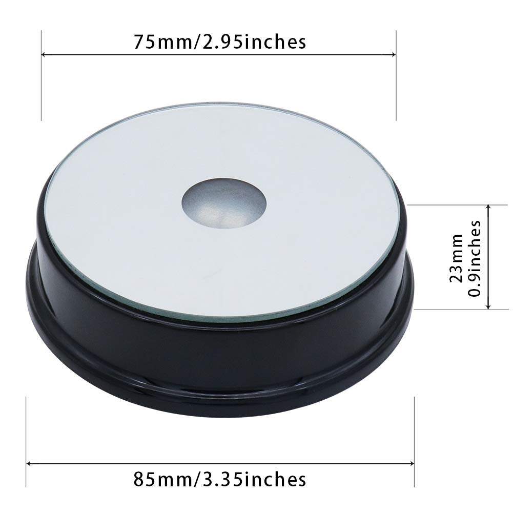 PHOSOK LED Black Display Base- Crystal Glass Art Statue Merchandise Display Stand- Multicolor Changing Light Display Stand Powered by 3 AAA Batteries （Pack of 2）