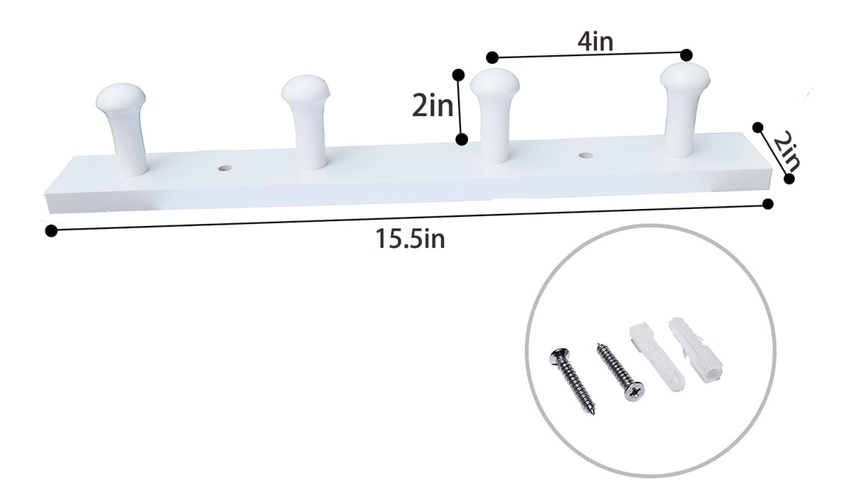 Tmflove Wall-Mounted Hook Coat and Hat Rack | Decorative Household Items | Entrance | Foyer | Hallway | Bathroom | Bedroom (4 Hooks, White)