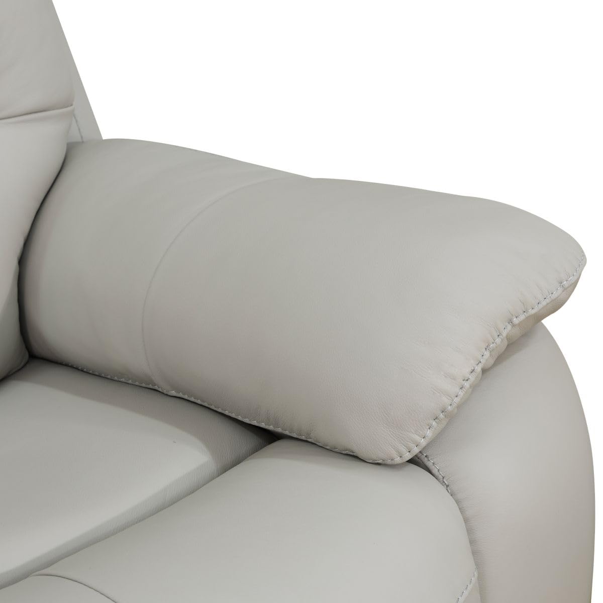Electric Power Reclining Arm-Chair, Electric Genuine Breathing Leather Recliner Chair, Comfy Wide Lazy Top Grain Leather Chair with USB Port for Living Room (Grey, Single Chair)