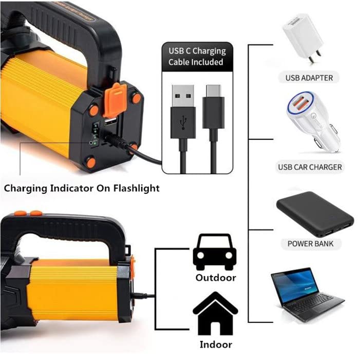 Super Bright Rechargeable Led Torch with Lantern, Large Capacity Long Lasting, High Power High Lumens Portable Handheld Spotlight Flashlight, Powerful Searchlight,for Home Camping