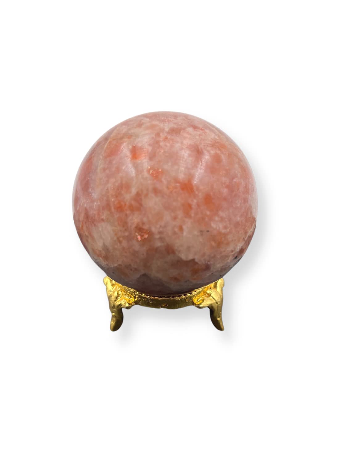 GEMSCITE Natural Sunstone 50-55 mm Gemstone Ball Sphere with Stand Hand Carved Crystal Altar Healing Devotional Focus Spiritual Chakra Cleansing Metaphysical Gift for Men Women from India