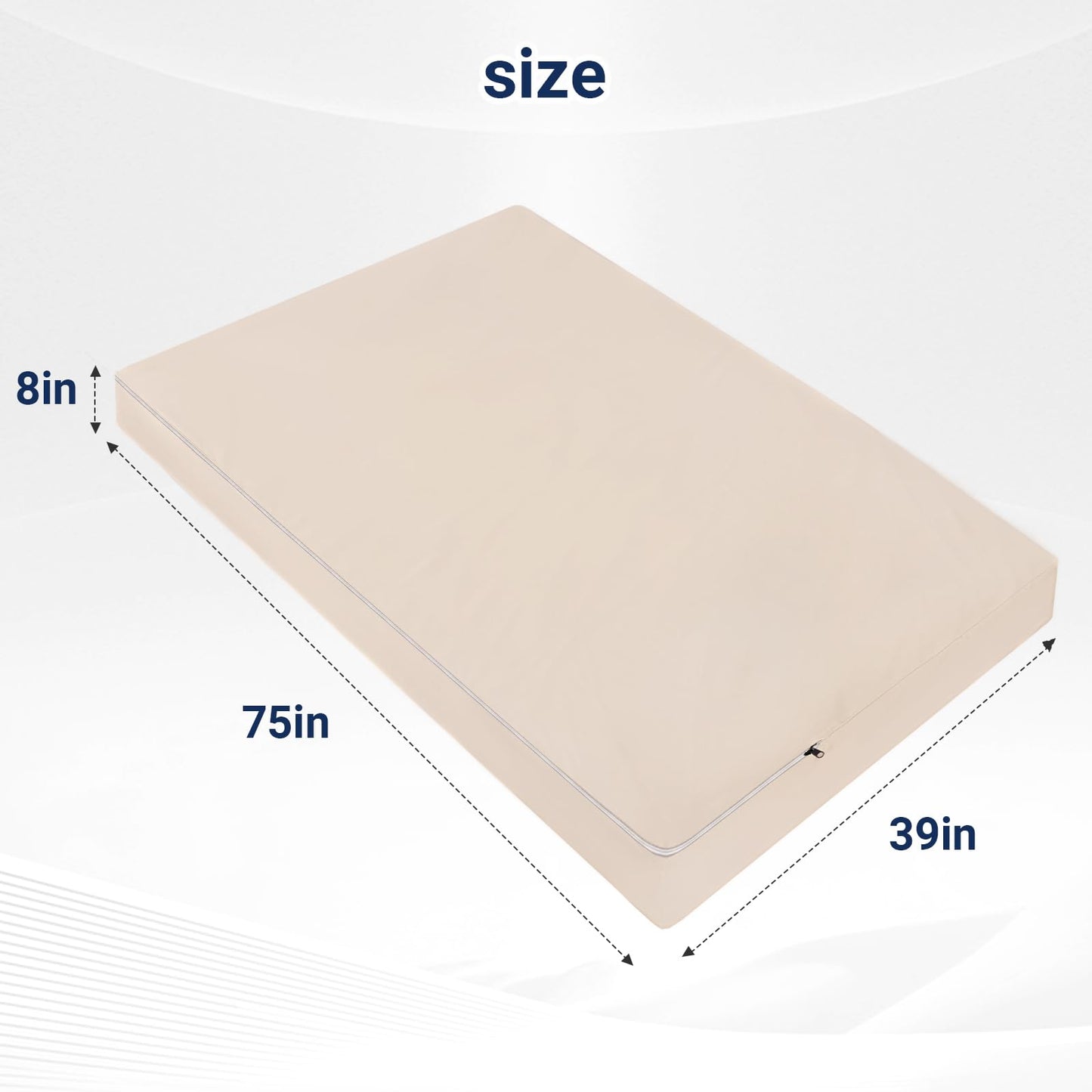 BIBILAB 8-Inch Outdoor Swing Seat Cushion Cover, Waterproof, Double Patio Seat Cushion Cover with Anti-Cat Scratch Cloth, Only Cover (Cushion not Included) (Beige)
