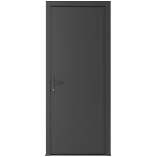 VDOMDOORS Front Exterior Prehung Metal-Plastic Door Frosted Glass | Manux 8111 Antracite Grey | Residential Doors Entrance Patio Garage W36 x H80 Right-Inswing