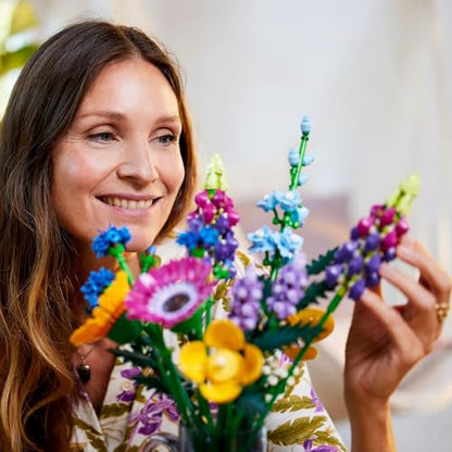 LEGO Botanicals Wildflower Bouquet Set - Artificial Flowers - Gifts for Mother's Day with Poppies and Lavender - Home Office Decor Set for Adults - Botanical Collection - 10313