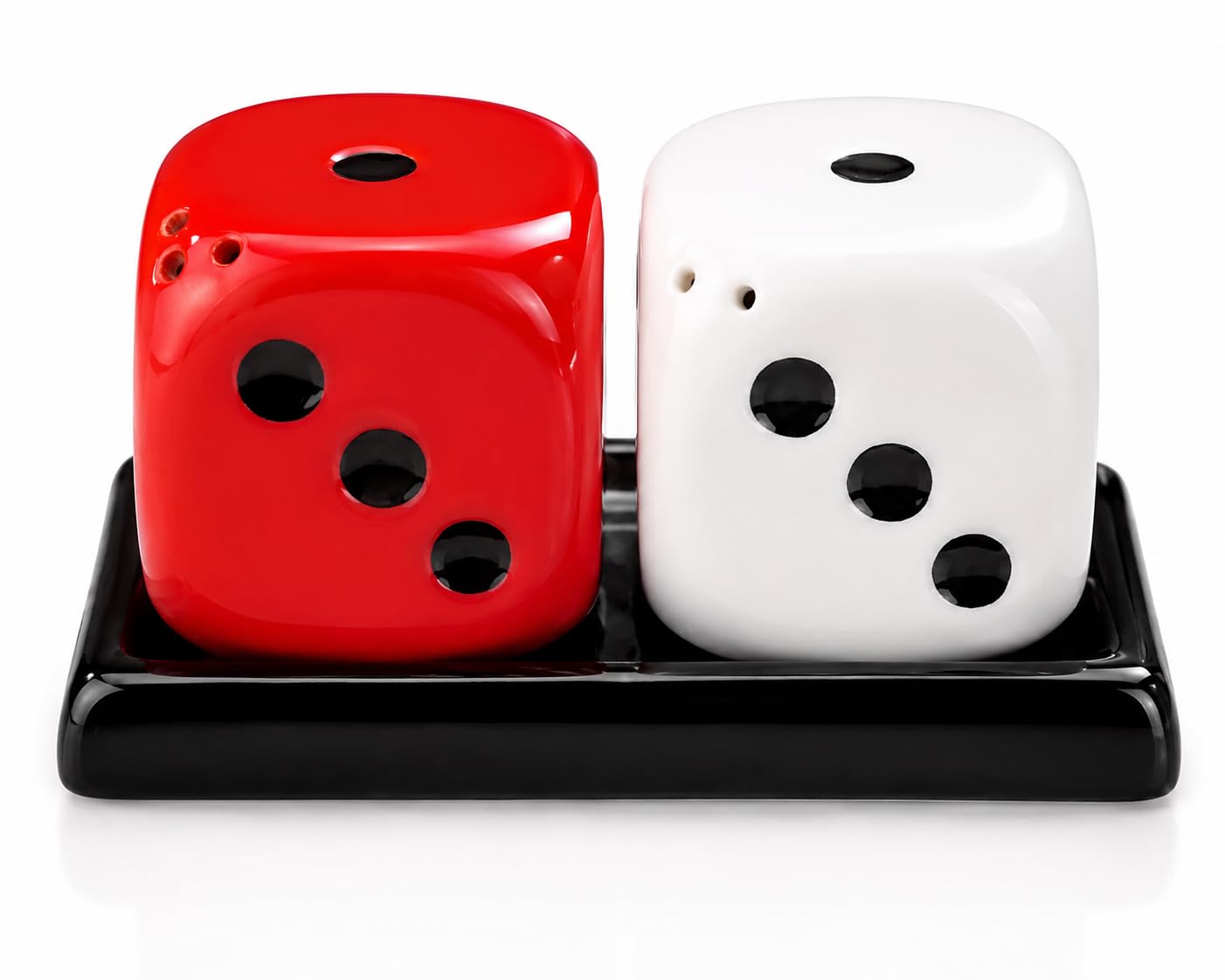 Ceramic Salt & Pepper Shaker Set with Tray – Refillable Stoneware Seasoning Jars, Food Safe Lead-Free Spice Dispenser, Durable Kitchen Tableware, Dining Table Decor & Home Gift Set, 2.5 Inch